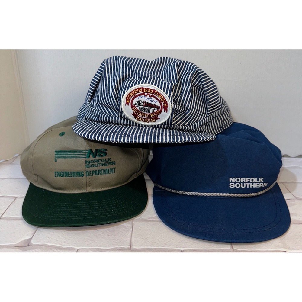 Vintage Norfolk Southern Railroad Hat Lot Corydon 1883 Scenic Engineer‎ Snapback